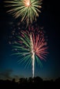 Fireworks at dusk.