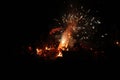 Fireworks in a Dwindling Night Bonfire in the dark Royalty Free Stock Photo