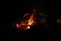 Fireworks in a Dwindling Night Bonfire in the dark Royalty Free Stock Photo