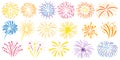 Fireworks Elements Collection. Vibrant Burst Of Color And Light, Exploding In Dazzling Display. Perfect For Celebrations