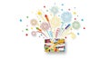 Fireworks erupt from a gift box, creating a burst of celebration and color Royalty Free Stock Photo