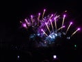 Fireworks explode over Dunfermlines dark skies Royalty Free Stock Photo