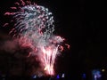 Fireworks explode over Dunfermlines dark skies Royalty Free Stock Photo