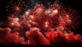 Fireworks explode in vibrant colors, illuminating the dark night sky generated by AI Royalty Free Stock Photo