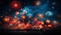 Fireworks explode in vibrant colors, illuminating the dark night sky generated by AI Royalty Free Stock Photo