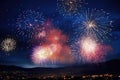 fireworks exploding against black night sky on new years eve Royalty Free Stock Photo