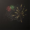 Fireworks explosions on checkered vector background. EPS10 Royalty Free Stock Photo