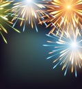Fireworks explosions frame colors on a greeting card to the Happy New Year blank Royalty Free Stock Photo