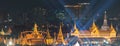 Fireworks on Father`s day at Emerald Buddha, Bangkok, Thailand