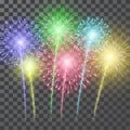 Fireworks. Festival colorful firework. Vector llustration on blue background