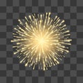 Fireworks. Festival gold firework. Vector llustration on transparent background Royalty Free Stock Photo