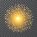 Fireworks. Festival gold firework. Vector llustration on transparent background