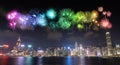 Fireworks Festival over Hong Kong city Royalty Free Stock Photo