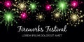 Fireworks festival vector banner template. Fireworks for holiday and celebration design. Royalty Free Stock Photo