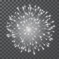 Fireworks. Festival white firework. Vector llustration on transparent background