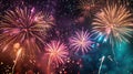 Fireworks Finale Over Blooms Royalty Free Stock Photo