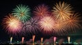 Fireworks Finale Over Blooms Royalty Free Stock Photo