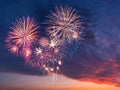 Fireworks and flag of America Royalty Free Stock Photo