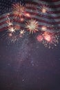 Fireworks and flag of America Royalty Free Stock Photo