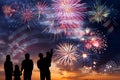 Fireworks and flag of America Royalty Free Stock Photo