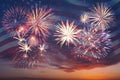 Fireworks and flag of America Royalty Free Stock Photo