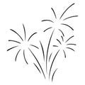 Fireworks. Flying sparks from pyrotechnics. Exploding fireworks for a festive event. Doodle style Royalty Free Stock Photo