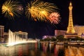 Fireworks and fountains show on Independence Day on July 4, 2016 in Las Vegas Royalty Free Stock Photo