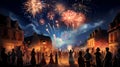 Fireworks of the French National Day of July 14 in a small country village