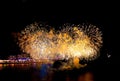 Fireworks in front of the Dubai Wheel overlooking the Persian Gulf on New Year's Eve