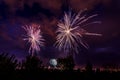 Fireworks glowing in a night sky on 4th of July in Great Falls, Montana Royalty Free Stock Photo