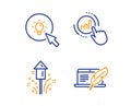 Fireworks, Graph chart and Energy icons set. Copyright laptop sign. Vector