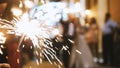 Fireworks in hands of guests - wedding evening Royalty Free Stock Photo