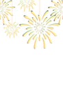 Fireworks hang from top on white background. Royalty Free Stock Photo