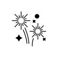 Fireworks holidays black icon, vector sign on isolated background. Fireworks holidays concept symbol, illustration Royalty Free Stock Photo