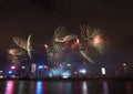 Fireworks in Hong Kong New Year celebration 2017 at Victoria Harbor