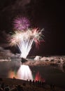 Fireworks at icelake Jokulsarlon Royalty Free Stock Photo