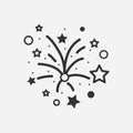 Fireworks icon. Pyrotechnic salute sign on flat style. Vector.