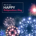 Fireworks Independence Day. 4th July American holiday. Festive colorful pyrotechnic explosions. Celebration poster Royalty Free Stock Photo