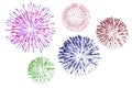 Fireworks isolated on white background. Illustration design Royalty Free Stock Photo