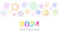 2024 Happy New Year fireworks celebration New Year\'s card vector white background material