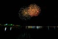 Fireworks light up the sky with dazzling display. Royalty Free Stock Photo