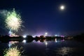 Moon, Fireworks and Fun at the Isle of Wight Festival Royalty Free Stock Photo