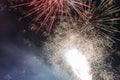 Fireworks lights in the night sky Royalty Free Stock Photo