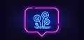 Fireworks line icon. Pyrotechnic salute sign. Neon light speech bubble. Vector