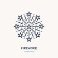 Fireworks line icon. Vector logo for event service. Linear illustration of new year firecrackers, salute
