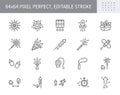 Fireworks line icons. Vector illustration include icon - ice fountain, firecracker, sparkler, roman candle, petard