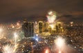 Fireworks and Manila city skyline Royalty Free Stock Photo