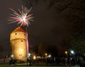 Fireworks near Kiek in de Kok tower in Tallinn