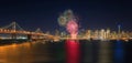 Fireworks` New Year in San Francisco, California, USA Royalty Free Stock Photo