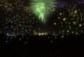 Fireworks on New Year's Eve over the Signal Iduna Park in Dortmund / Germany Royalty Free Stock Photo
